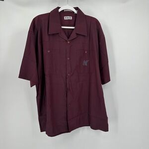 Pace Mens Grunge Short‎ Sleeve Shirt Size XL Burgundy Embroidered Logo 90s